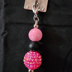 Pink and Black Beaded Tumbler Charm
